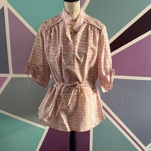 Plaid Women's Top with Tie Waist